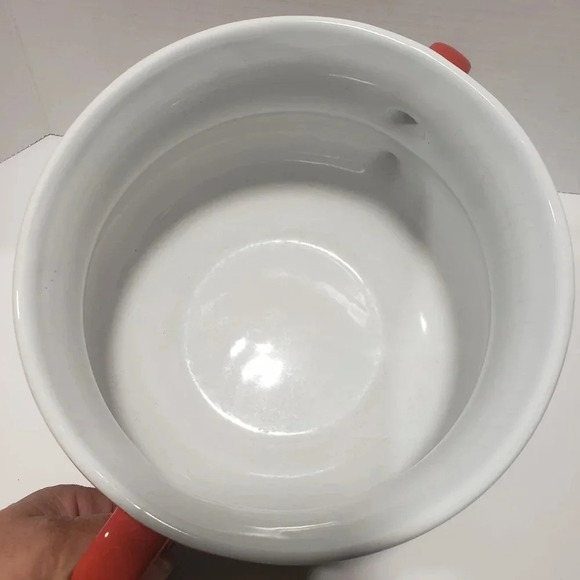 Roscher & CIE Orange/Red Ceramic Bean Pot with Lid. - Picture 7 of 8